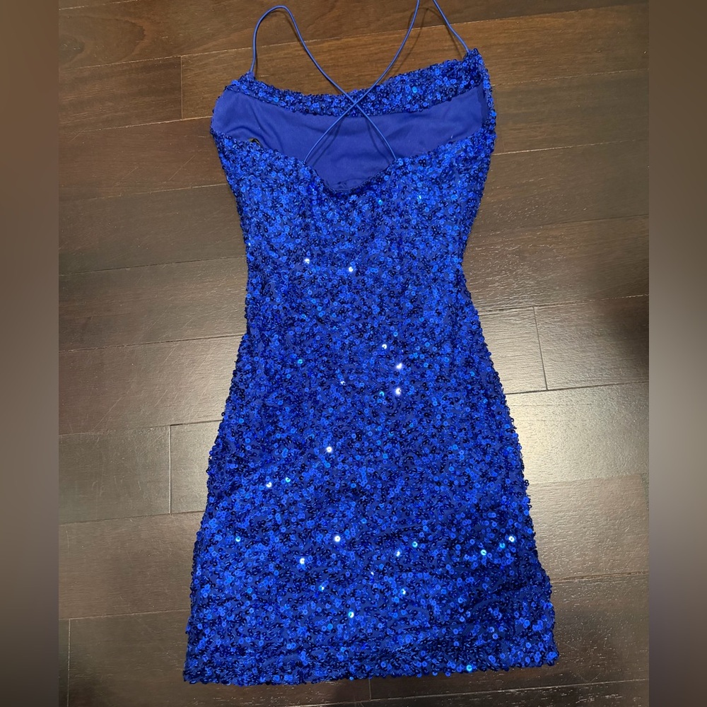 Windsor Royal Blue Sequin Mini Dress - Picture 2 of 2